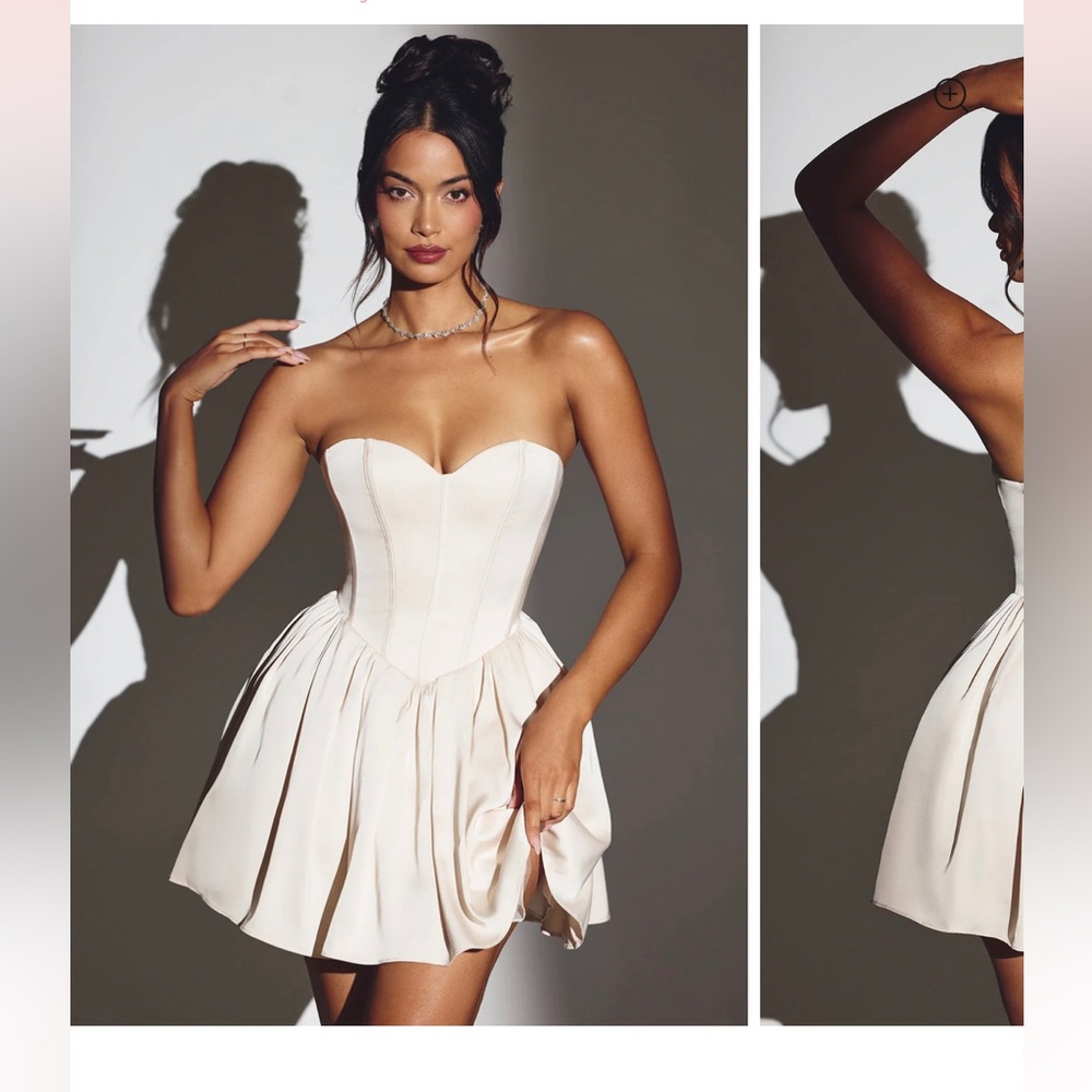 Oh Polly Corset Tulle Mini Dress in Ivory